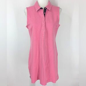 Talbots Salmon Pink Cotton Sleeveless Collared Polo Golf Dress Large Petite LP